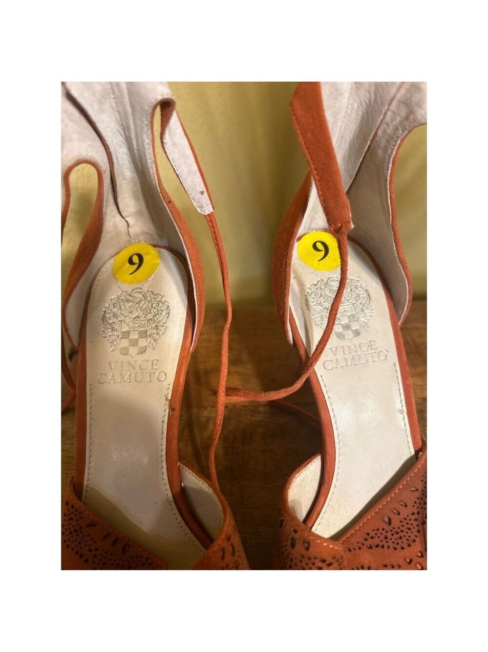Vince Camuto suede orangish/red heels - Picture 2 of 5